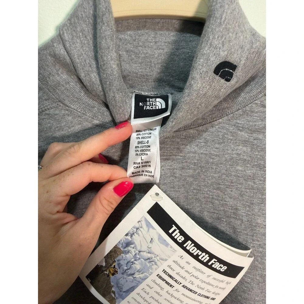 Vintage The North Face T-Neck Pullover Men’s L Heather Gray NWT 90s Y2K